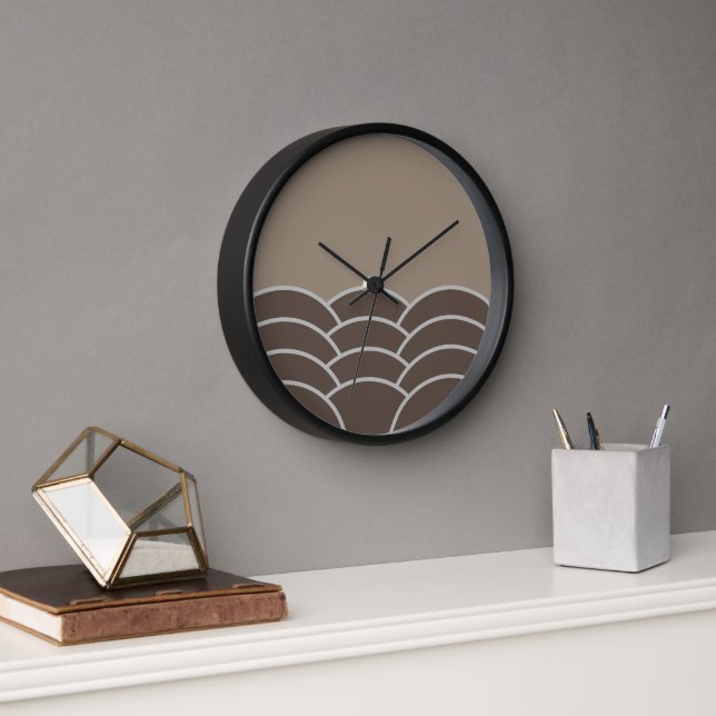Classic Contemporary Scalloped Scales Art Pattern Clock (Office)