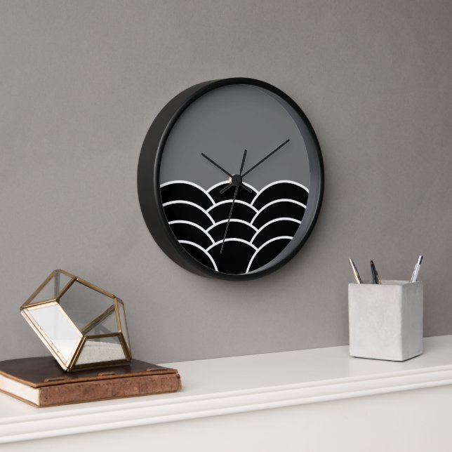 Classic Contemporary Scalloped Scales Art Pattern Clock (Office)