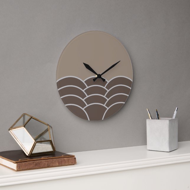 Classic Contemporary Scalloped Scales Art Pattern Large Clock (Office)