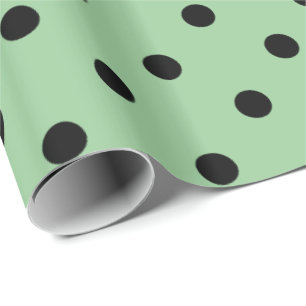 Classic, cool, elegant black, green polka dots wrapping paper