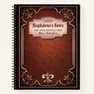 Classic Copper Burlap Ornament Traditional Frame Notebook