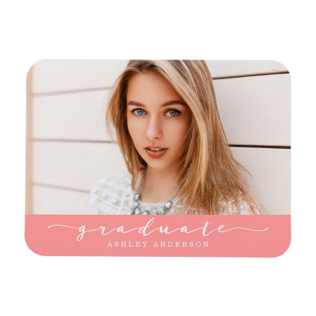 Classic Coral Graduation Photo Magnet (Horizontal)