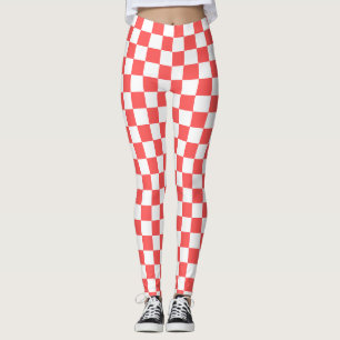 Classic coral red chequerboard leggings