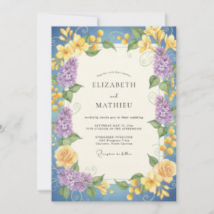 Classic Cornflower Yellow Wreath Wedding Invitation