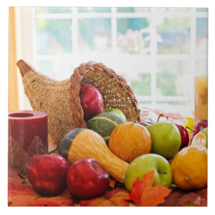 Classic Cornucopia Harvest Table Autumn Tile