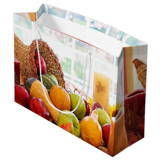 Classic Cornucopia Harvest Table Large Gift Bag (Back Angled)