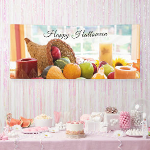 Classic Cornucopia Harvest Table Thanksgiving Banner