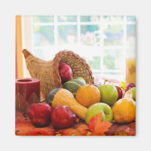 Classic Cornucopia Harvest Table Thanksgiving Magnet