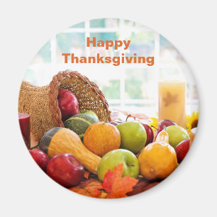 Classic Cornucopia Harvest Table Thanksgiving Magnet