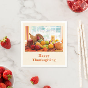 Classic Cornucopia Harvest Table Thanksgiving Napkin