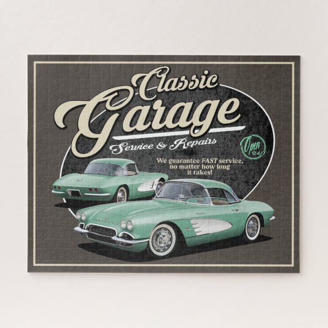 Classic Corvette Garage Jigsaw Puzzle (Horizontal)