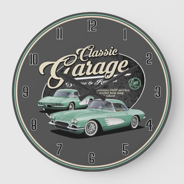 Classic Corvette Garage Large Clock (Front)