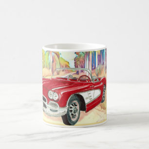 Classic Corvette in Palm Grove Art Coffee Mug