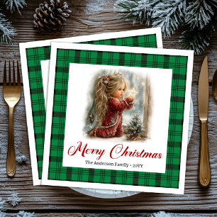 Classic Cosy Family Gathering Winter Scene Napkins