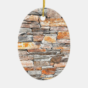 Classic country brick rock stone pattern ceramic tree decoration