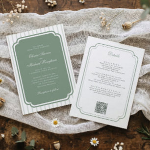 Classic Country Club Sage Green Wedding Invitation