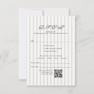 Classic Country Club Stripe QR Code Wedding RSVP Card