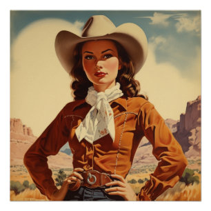 Classic Cowgirl Reverie: Wild West Whispers Poster