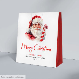 Classic Cozy Santa Claus Vintage Merry Christmas Medium Gift Bag