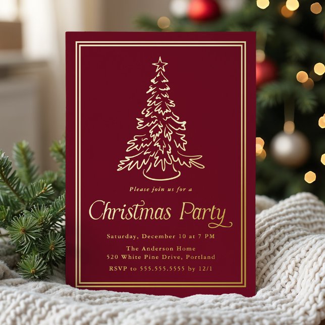 Classic Cranberry Christmas Tree Christmas Party (Creator Uploaded)
