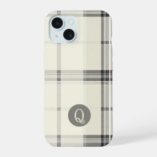 Classic Cream and Grey Plaid Monogram Phone Case