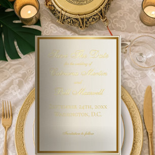 Classic Cream Gold Foil Wedding Thank You Card