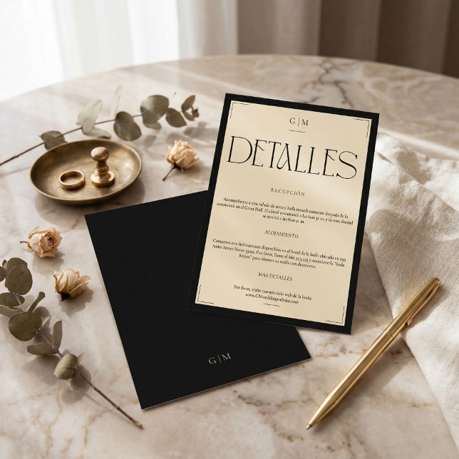 Classic Cream Monogrammed Wedding Information Card (Creator Uploaded)