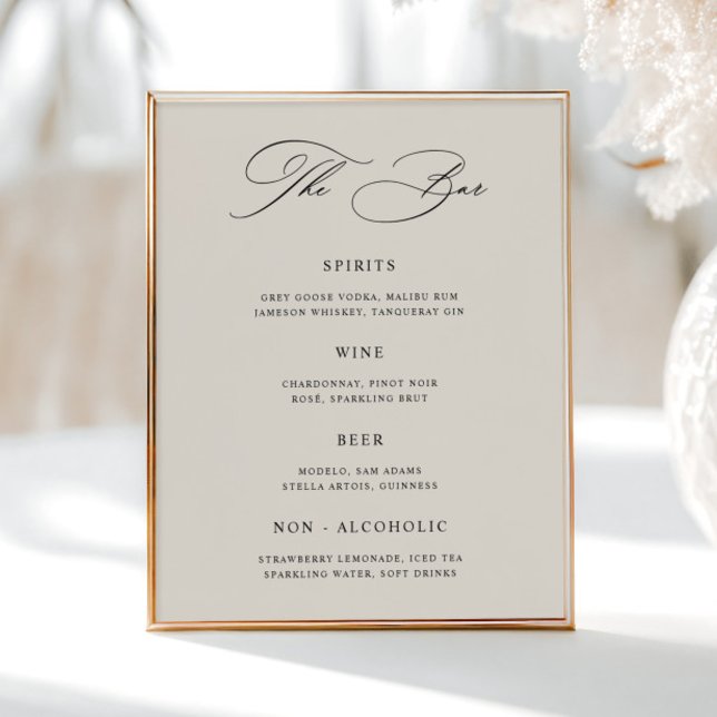 Classic Cream Wedding Bar Menu  Poster (Creator Uploaded)