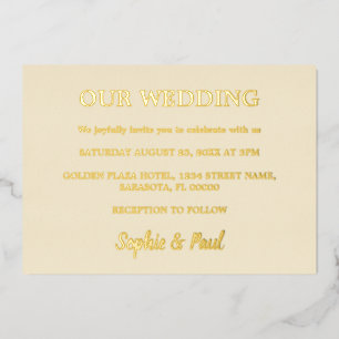Classic Cream Wedding Gold Foil Invitation