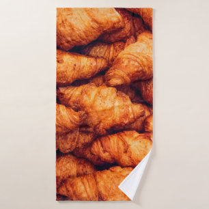 Classic croissants, top view bath towel