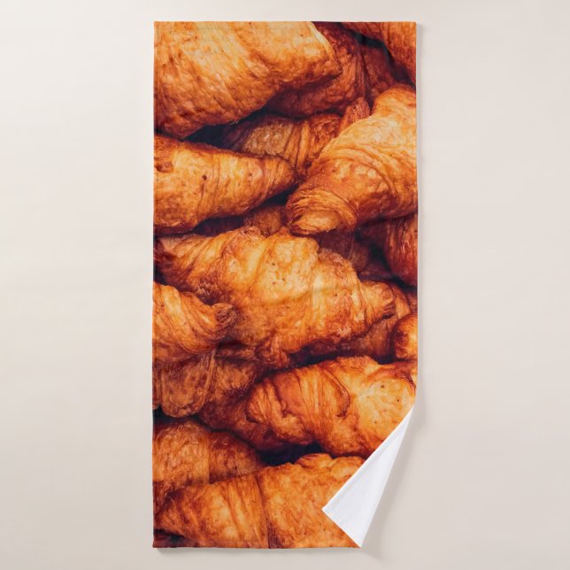 Classic croissants, top view bath towel (Bath Towel)