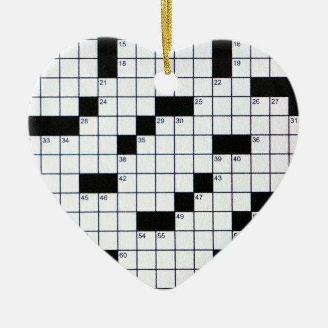 Classic Crossword Grid Ceramic Tree Decoration (Front)