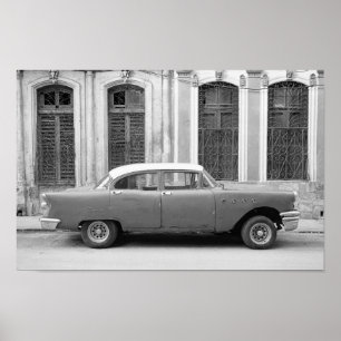 Classic Cuban Car, a black and white print