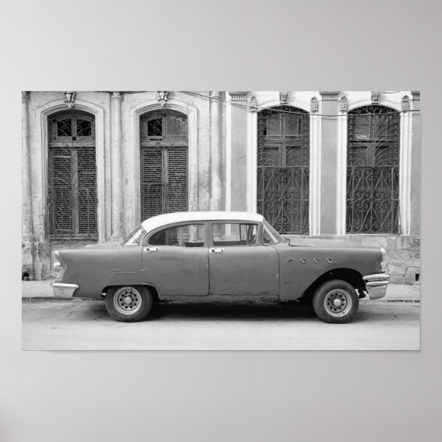 Classic Cuban Car, a black and white print (Front)