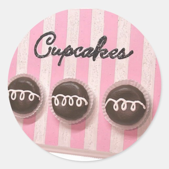 Classic Cupcakes Round Sticker (Front)