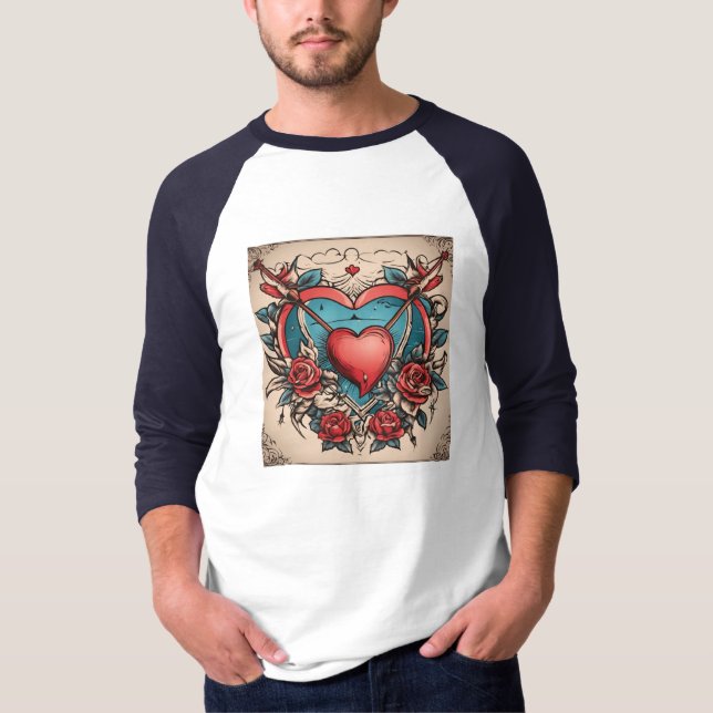 Classic Cupid & Heart Tattoo Tee  (Front)