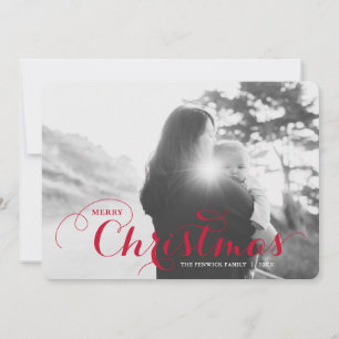 Classic Curly Merry Christmas Photo Card