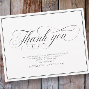 Classic Cursive Script Calligraphy Frame Memorial Thank You Card