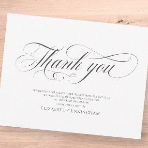 Classic Cursive Script Calligraphy Memorial Thank You Card