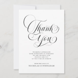 Classic Cursive Script Calligraphy Memorial Thank You Card