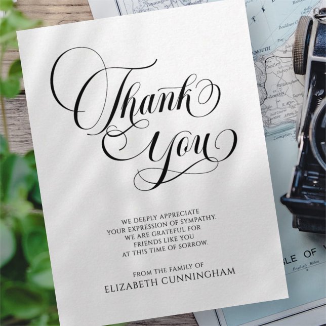 Classic Cursive Script Memorial Thank You Postcard (Creator Uploaded)