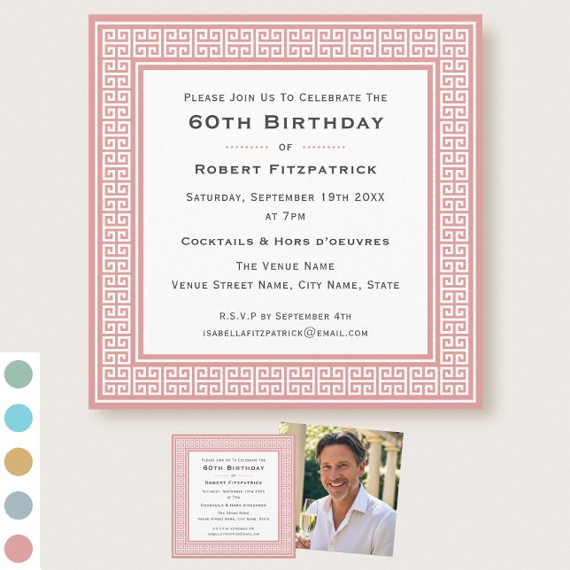 Classic Custom Age Photo Birthday Party Pink Invitation (Creator Uploaded)