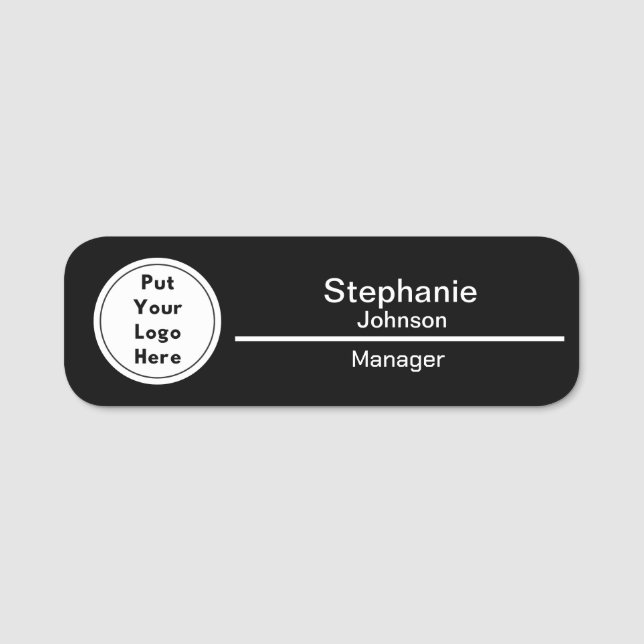 Classic Custom Business Logo Black Name Tag Badge (Front)