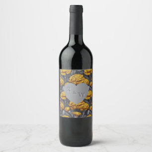 Classic Custom Carnation Flower Beach Wedding Wine Label