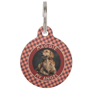 Classic Custom Cat Dad Gift Gingham Pet Tag