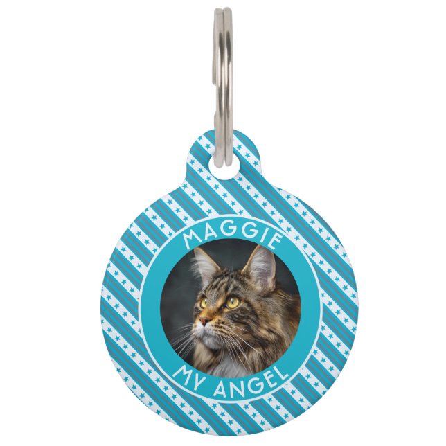 Classic Custom Cat Gift Stripes Print Pet Tag (Front)