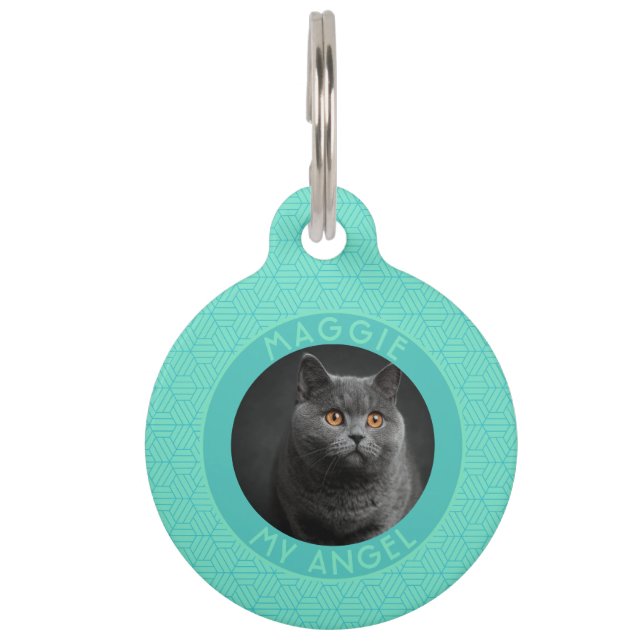 Classic Custom Cat Lover Present Hexagon Pet Tag (Front)