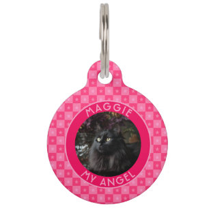 Classic Custom Cat Lover Present Square Motif Pet Tag