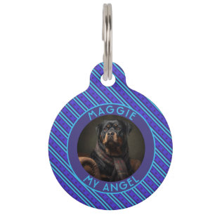 Classic Custom Cat Lover Present Stripes Motif Pet Tag
