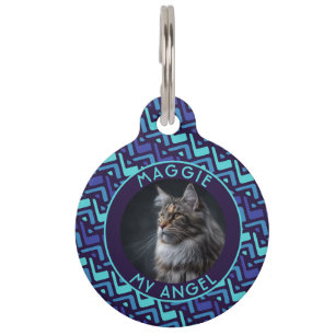 Classic Custom Cat Owner Gift Herringbone Pet Tag